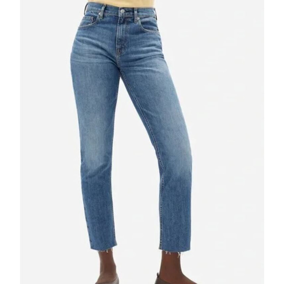EVERLANE The Original Cheeky Cropped Jean High Rise Stretch Raw Hem Sz 28 - Picture 2 of 11